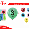 Globos de latex con numero 3 colores surtidos