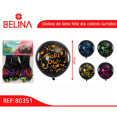 Globos de látex feliz día 5pcs 30cm negro