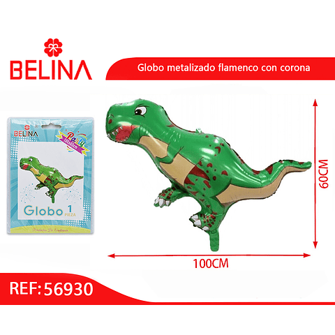 Globo metalico tyrannosaurus rex 100x60cm