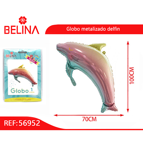 Globo metalizado delfin 100x70cm
