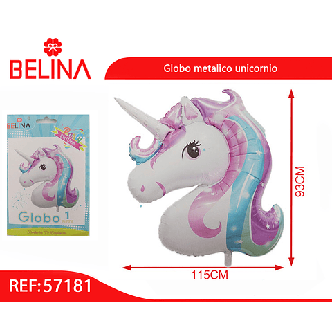 Globo metálico unicornio 93x115cm