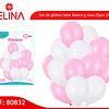 Set de globos latex blanco y rosa 25pcs 23cm