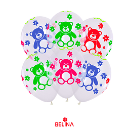 Set de globos latex con estampado de osos 6pcs