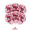 Set de globos látex transparente feliz cumpleaños con confeti 6pcs
