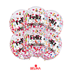 Set de globos látex transparente feliz cumpleaños 6pcs