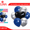 Set de globos azul negro plateado 7pcs