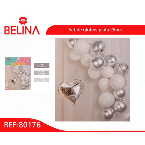 Set de globos color plata 25pcs