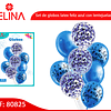 Set de globos latex feliz azul con confeti 9pcs