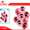 Set de globos látex feliz cumpleaños oro rosa con confeti 9pcs