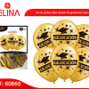 Set de globos latex dorado de graduacion 6pcs 30cm