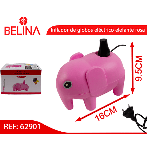 Inflador de globos eléctrico elefante rosa 9.5x16cm