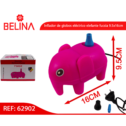 Inflador de globos eléctrico elefante fucsia 9.5x16cm