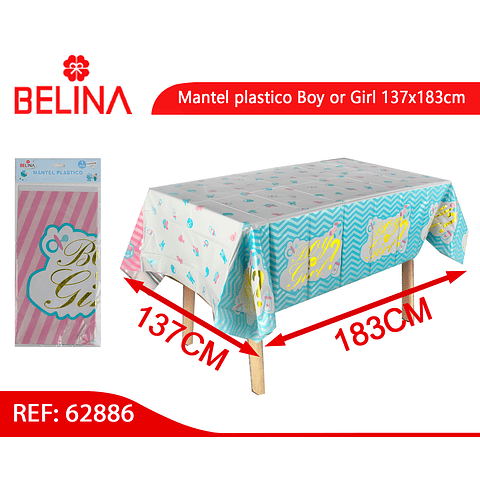 Mantel plastico Boy or Girl rosa-azul 137x183cm