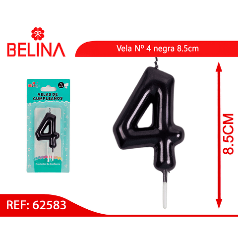 Vela Nº 4 negra 8.5cm 