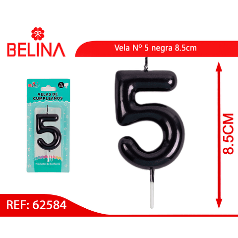 Vela Nº 5 negra 8.5cm 