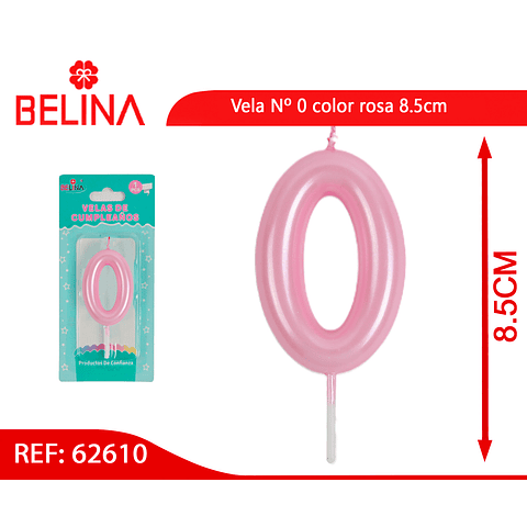 Vela Nº 0 color rosa 8.5cm