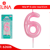 Vela Nº 6 color rosa 8.5cm