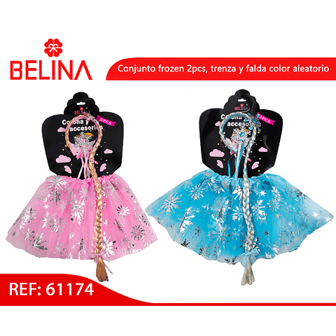 Conjunto frozen 2pcs, trenza y falda color aleatorio