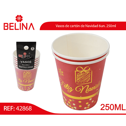 Vasos de cartón de Navidad 6un. 250ml