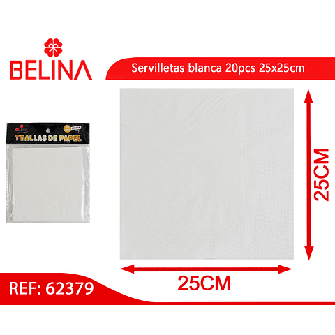 Servilletas blanca 20pcs 25x25cm