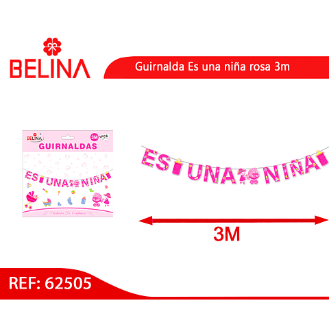 Guirnalda Es una niña rosa 3m