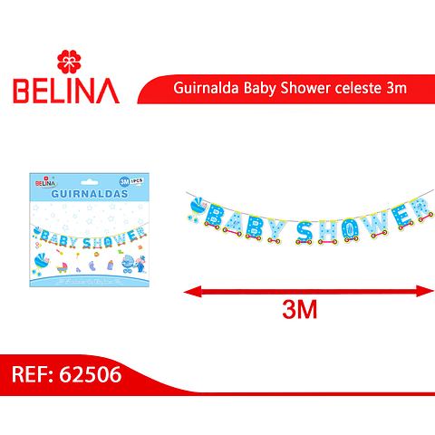 Guirnalda Baby Shower celeste 3m