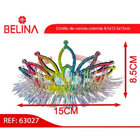 Cintillo de corona colorida 8.5x12.5x15cm
