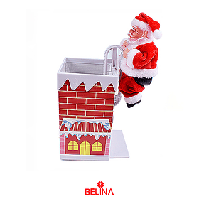 Viejo pascuero en chimenea con movimiento y sonido