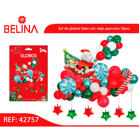 Set de globos latex con viejo pascuero 58pcs