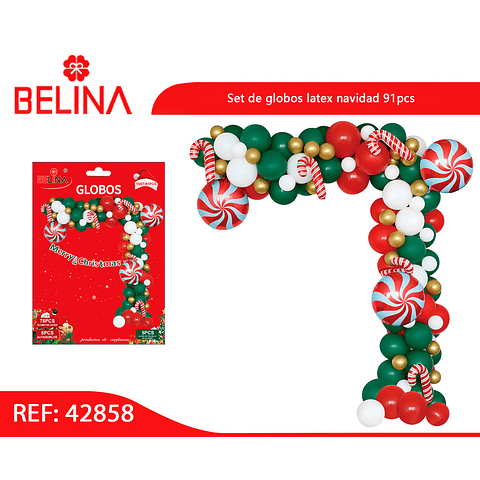 Set de globos latex navidad 91pcs