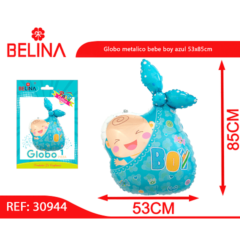 Globo metalico bebe boy azul 53x85cm