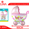 Globo metalico cochecito rosa baby girl 60x76cm