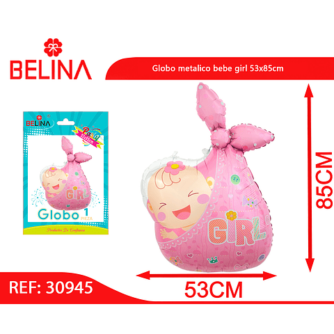 Globo metalico bebe girl 53x85cm