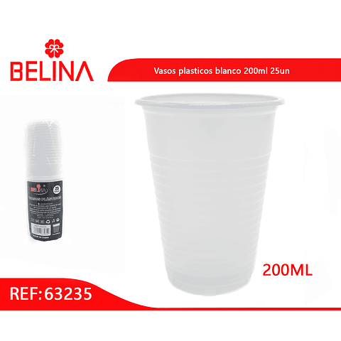 Vasos plásticos blanco 200ml 25un