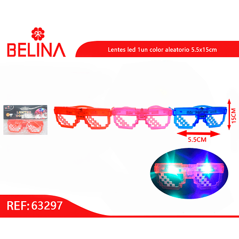 Lentes Pixelados led 1un color aleatorio 5.5x15cm