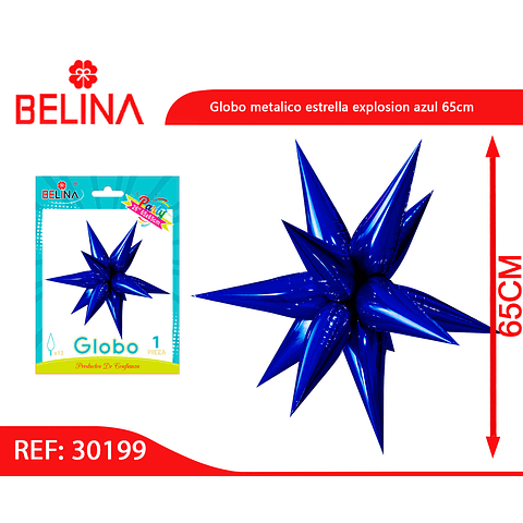 Globo metalico estrella explosion azul 65cm