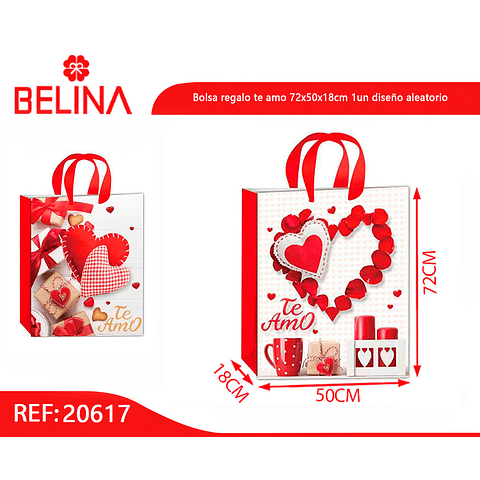 Bolsa regalo te amo 72x50x18cm 1un diseño aleatorio