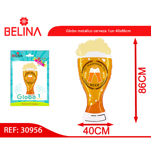 Globo metalico cerveza 1un 40x86cm