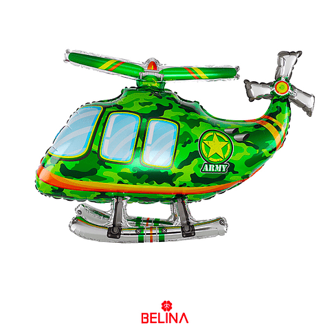 Globo metalico helicoptero verde 30x51x82cm