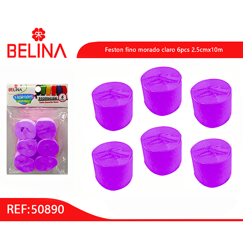 Feston fino morado claro 6pcs 2.5cmx10m