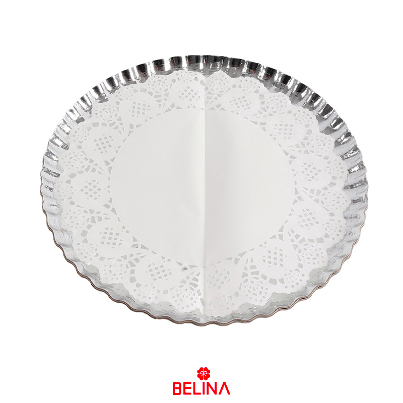 Bandeja Cartón Borde Tapado Plateada Redonda 30 cm. cm.