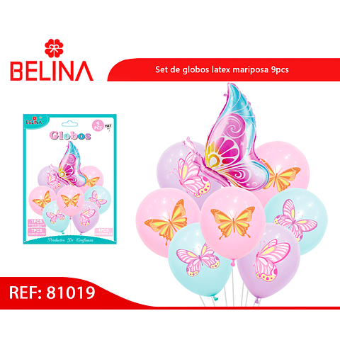 Set de globos latex mariposa 9pcs