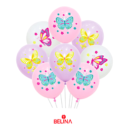 Set de globos latex mariposa 8pcs