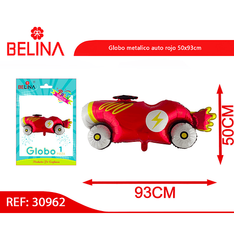 Globo metalico auto rojo 50x93cm