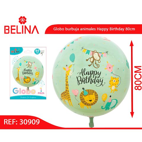 Globo burbuja jirafa Happy Birthday 80cm