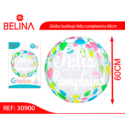 Globo burbuja feliz cumpleaños 60cm 