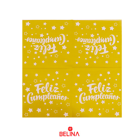 Servilletas de papel doradas feliz cumpleaños 16pcs 33x33cm 