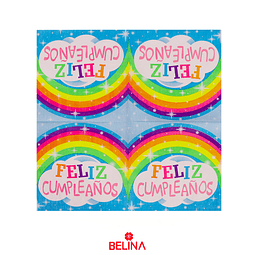 Servilletas arcoiris feliz cumpleaños 16 pcs 33x33cm 