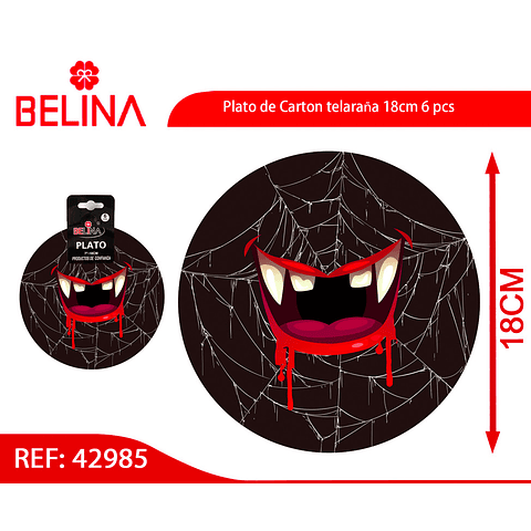 Plato de Carton telaraña 18cm 6 pcs 