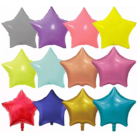 Pack Globos Metálicos Estrellas 36 Unidades Colores Surtidos